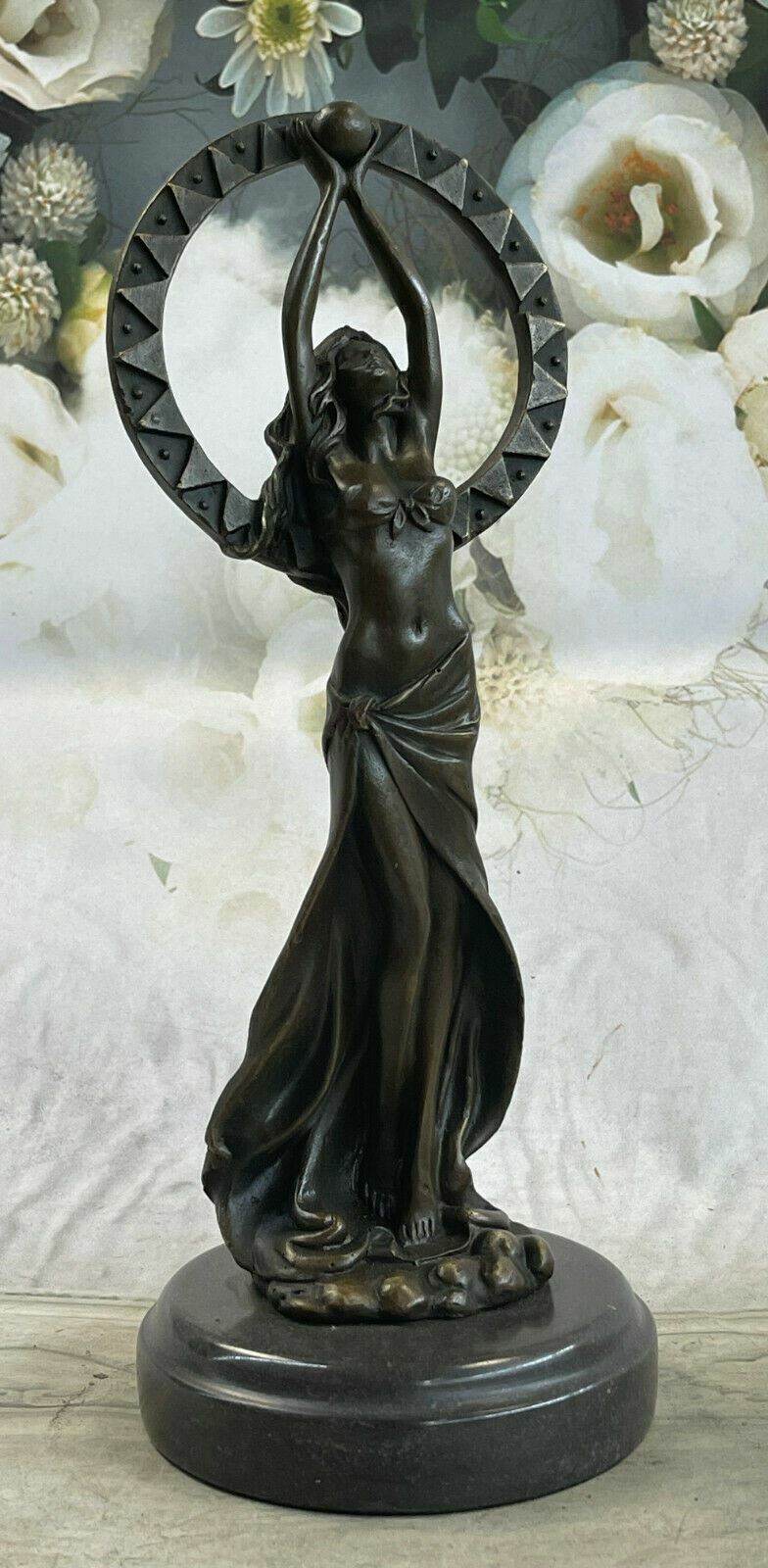 Signed Moreau Beautiful Maiden Semi Nude Bust Bronze Sculpture Marble Statue