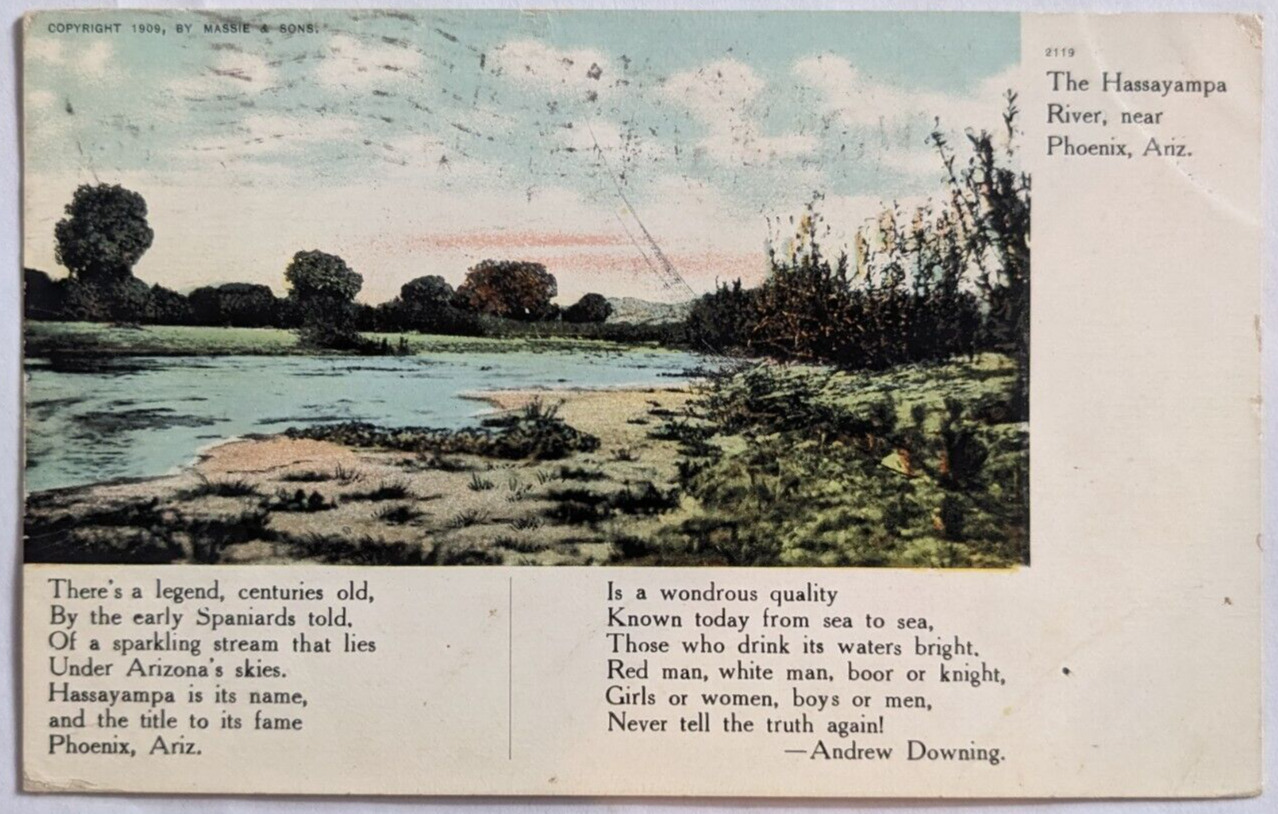 Hassayampa River Near Phoenix Arizona Andrew Downing Poem DB Postcard c1910 C6