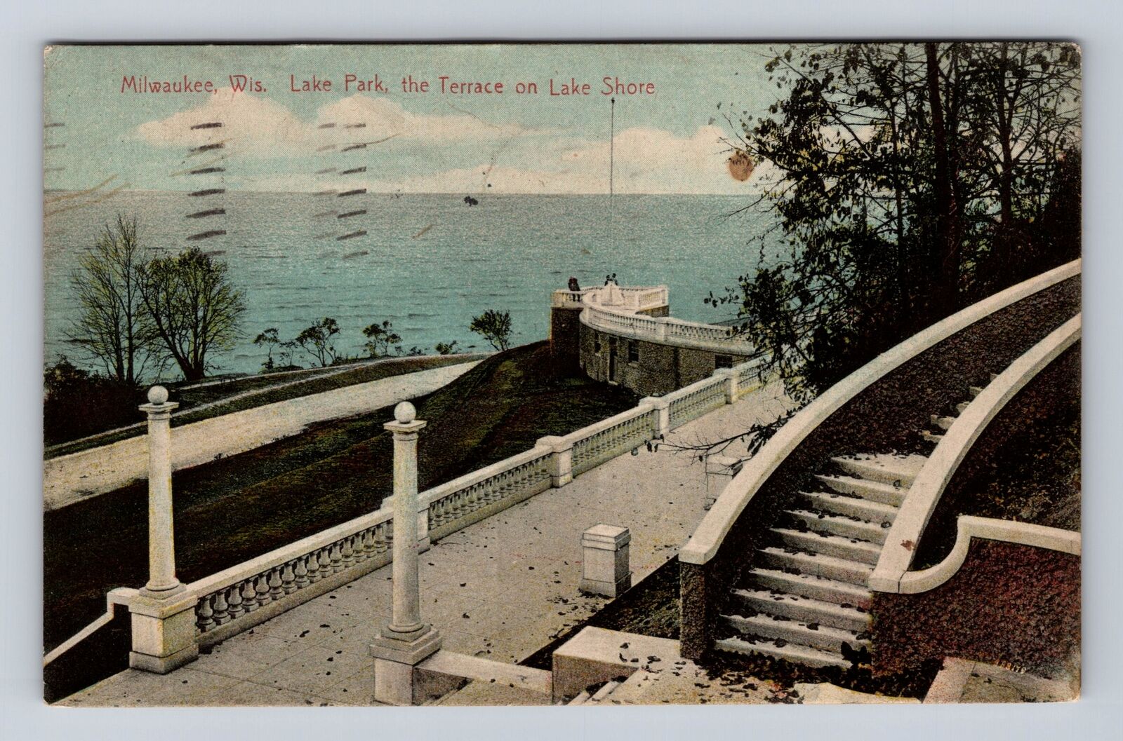 Milwaukee WI-Wisconsin, Lake Park, Terrace on Lake Shore Vintage c1910 Postcard