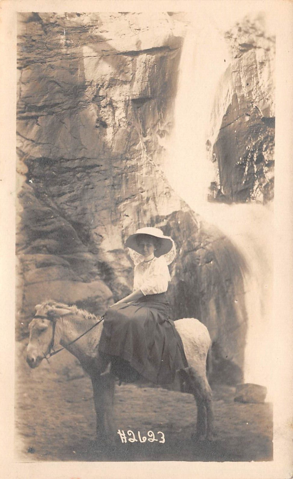 RPPC Seven Falls South Cheyenne Canon Colorado Springs CO Women Postcard 9326