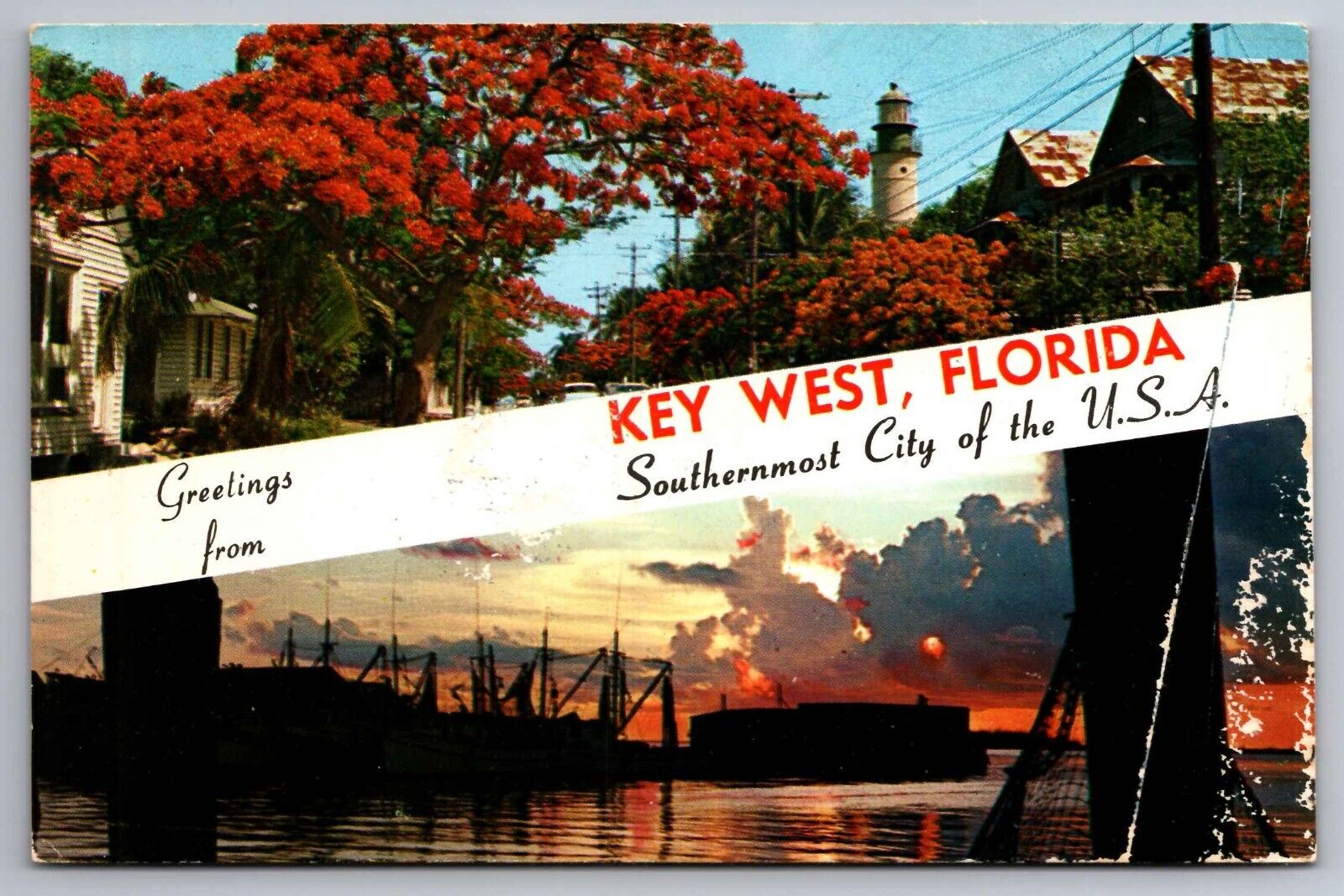 Postcard Greetings from Key West Florida Southernmost City in U.S.  F 24