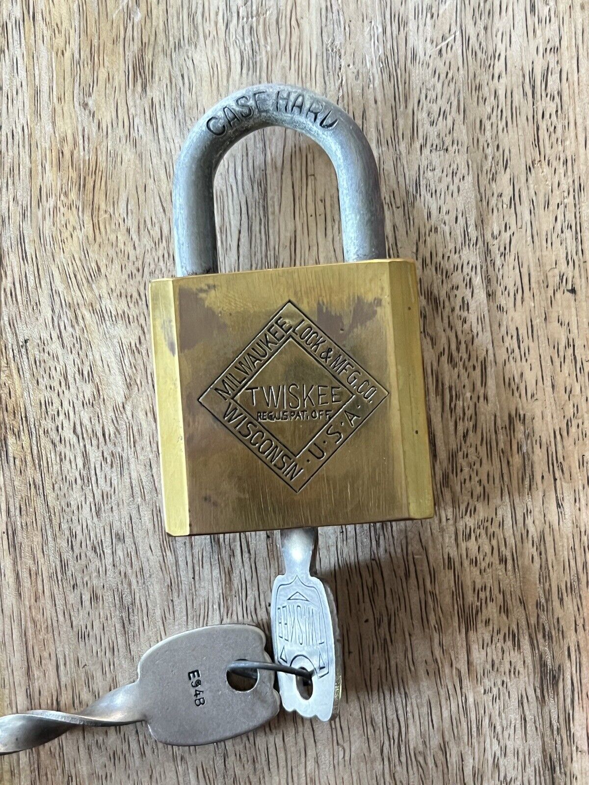 Vintage Antique Old Twiskee Padlock With Key