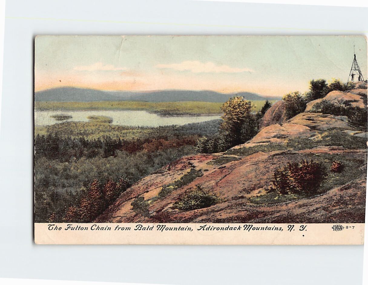 Postcard Fulton Chain Bald Mountain Adirondack Mountains New York USA