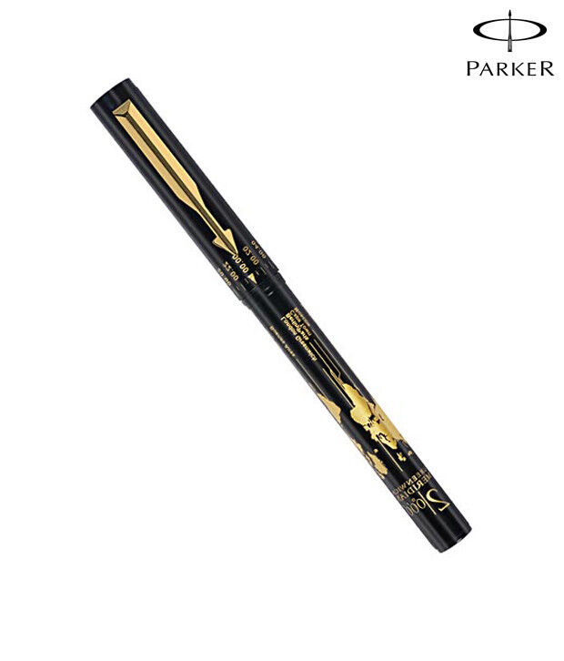 Parker Vector Time Check GT Roller Ball Pen Black Body Blue Ink Gold Trim RB New