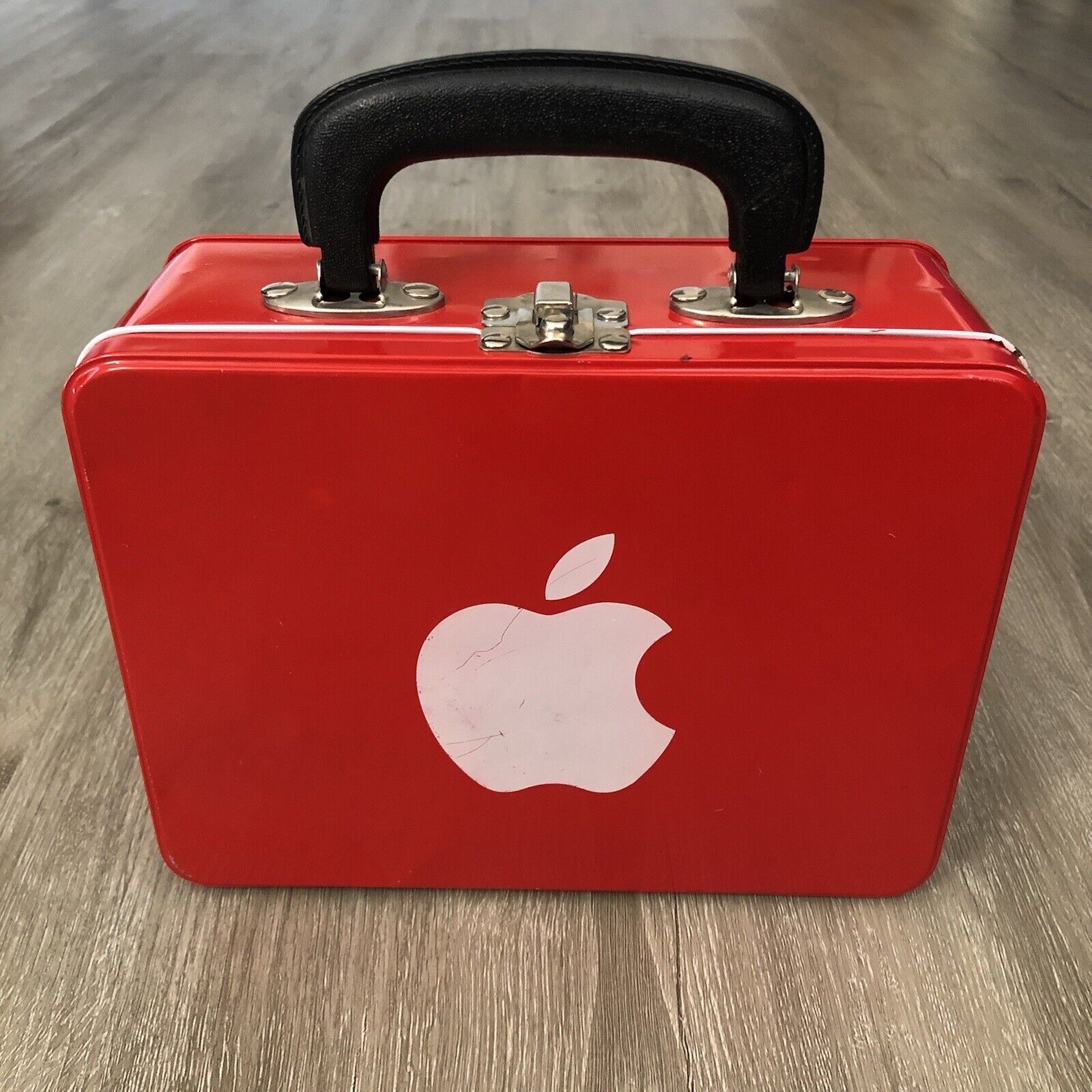 Vintage Apple Computer Lunchbox Red Tin Employee Promotional Giveaway 90s Rare