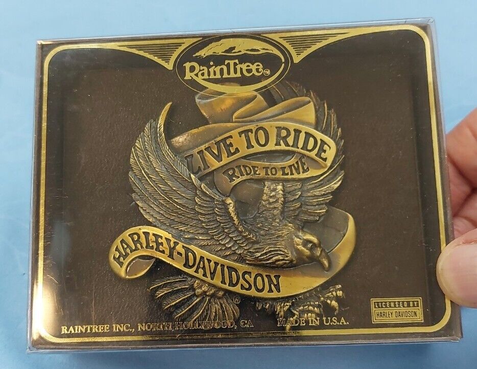 Rare Harley Davidson Belt Buckle Live To Ride Ride To Live New In Original Box 