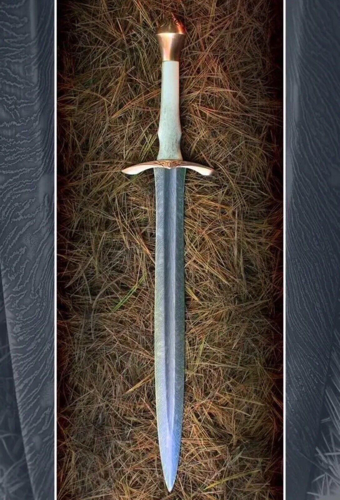 New Beautiful handmade 30” Inches Damascus Steel Sword with Pure Leather Sheath