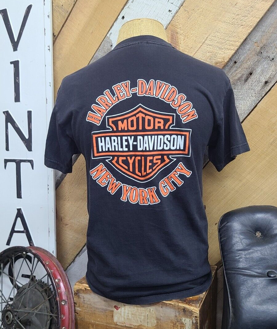 Vtg '02 Harley Davidson New York City Black Dealer T-Shirt- Men's Med