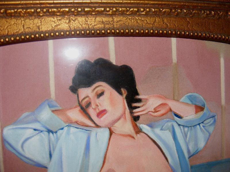 Vtg 49 Mid Century Kitsch NUDE PIN UP GLAMOUR GIRL Orig Pastel PICTURE TV Screen