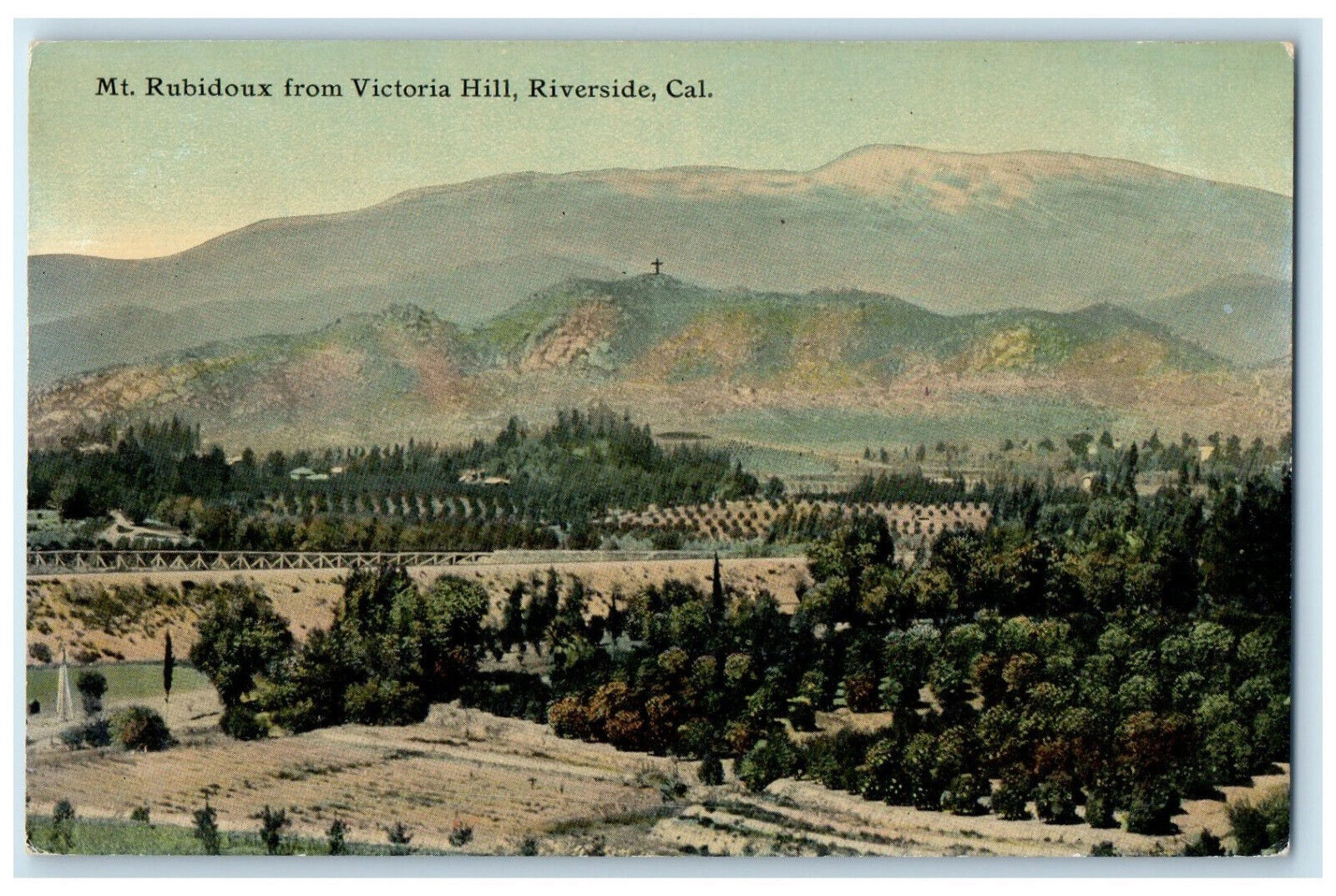 c1910 Mt. Rubidoux from Victoria Hall Riverside California CA Unposted Postcard