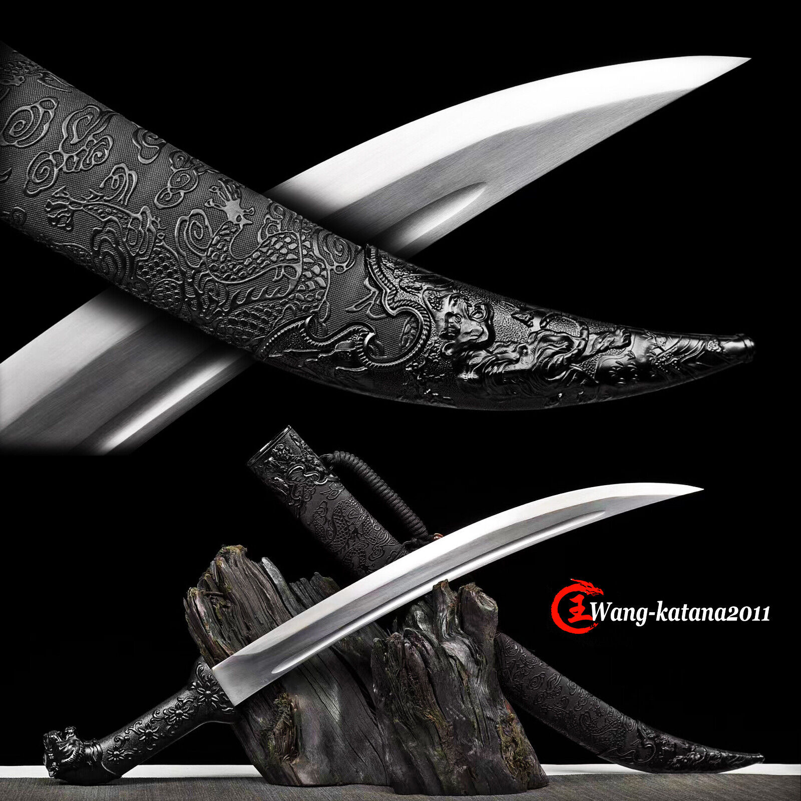 28''Mongolian Dao Chinese Tanto 1095 Carbon Steel Self-defence Sharp Short Sword