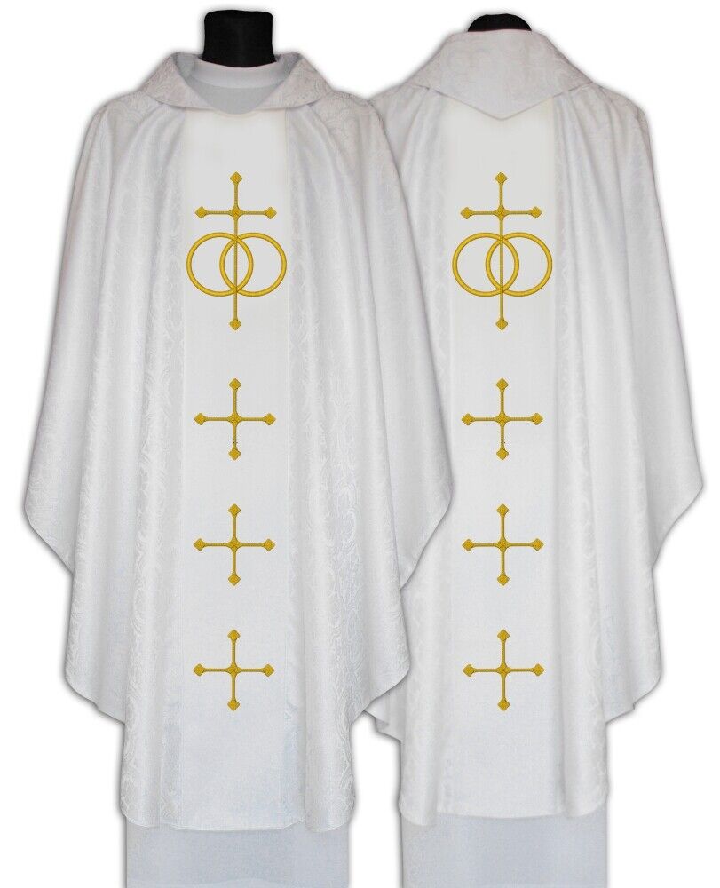 White Gothic Chasuble with stole \
