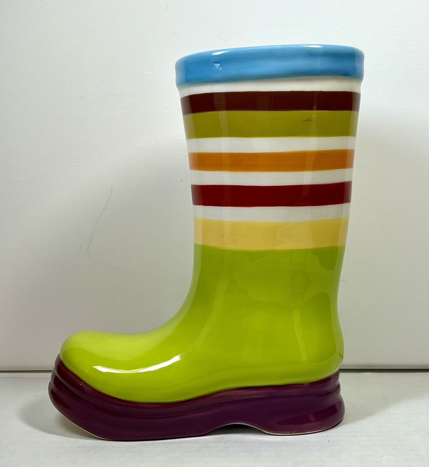 Colorful Ceramic Rainboot Vase Or Planter. So Cute