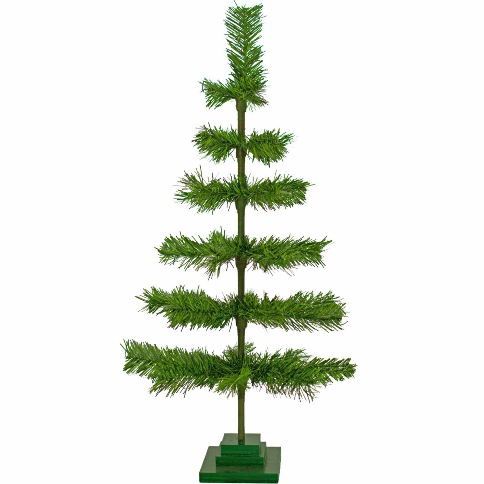 36\'\' Alpine Green Christmas Tree Tinsel Feather Style Holiday Tree 3FT Table-Top