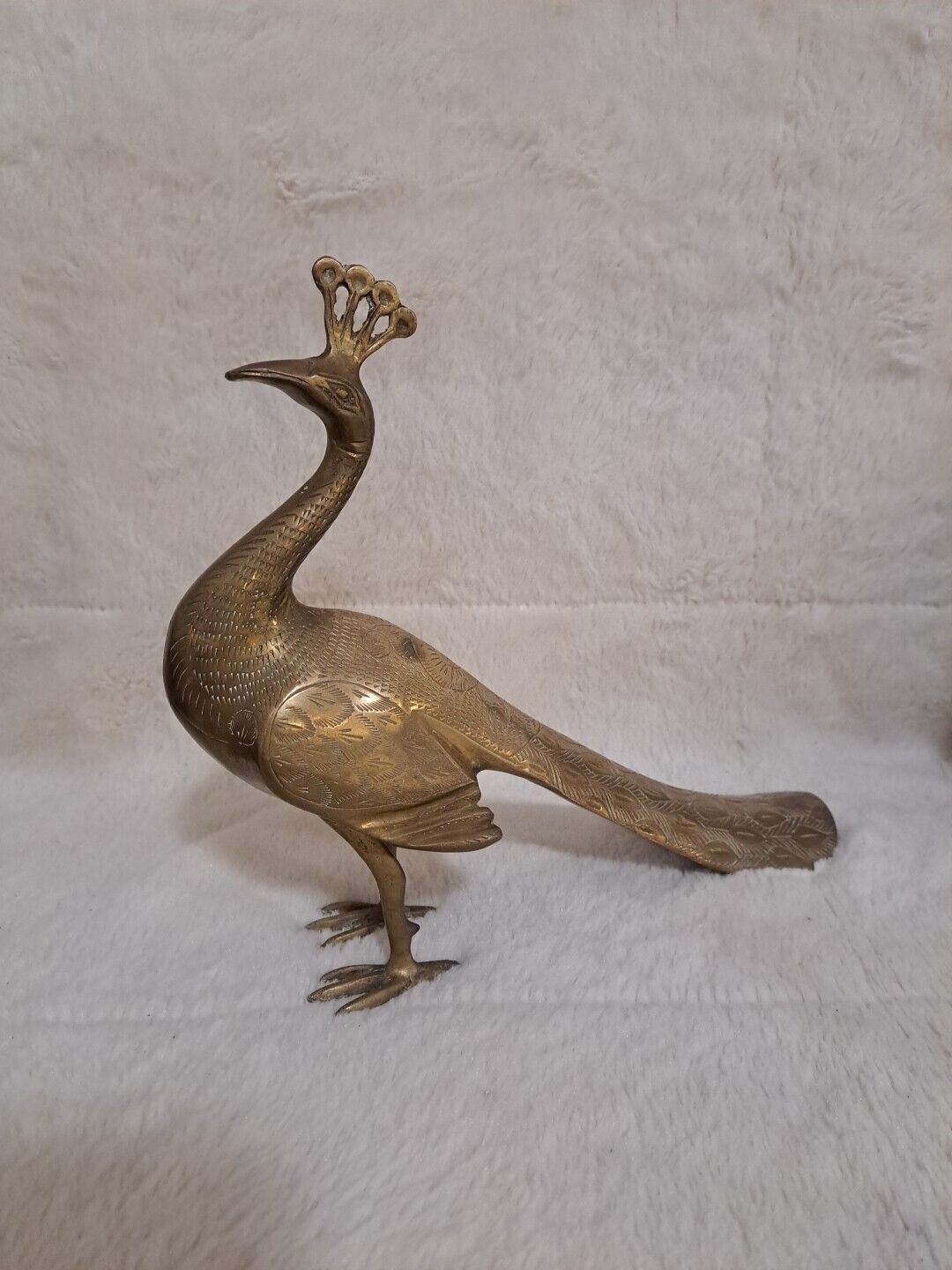 Vintage Brass Peacock Bird Decor 9 1/2\