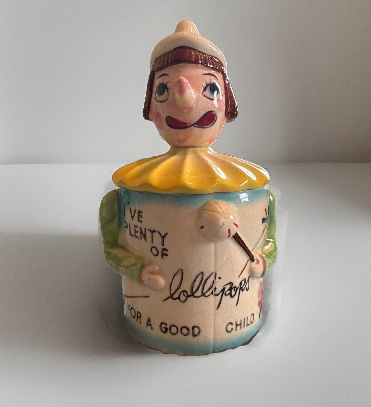 DAVAR Lollipop Jar “I've Plenty of Lollipops For A Good Child” 1950 VTG Read Des