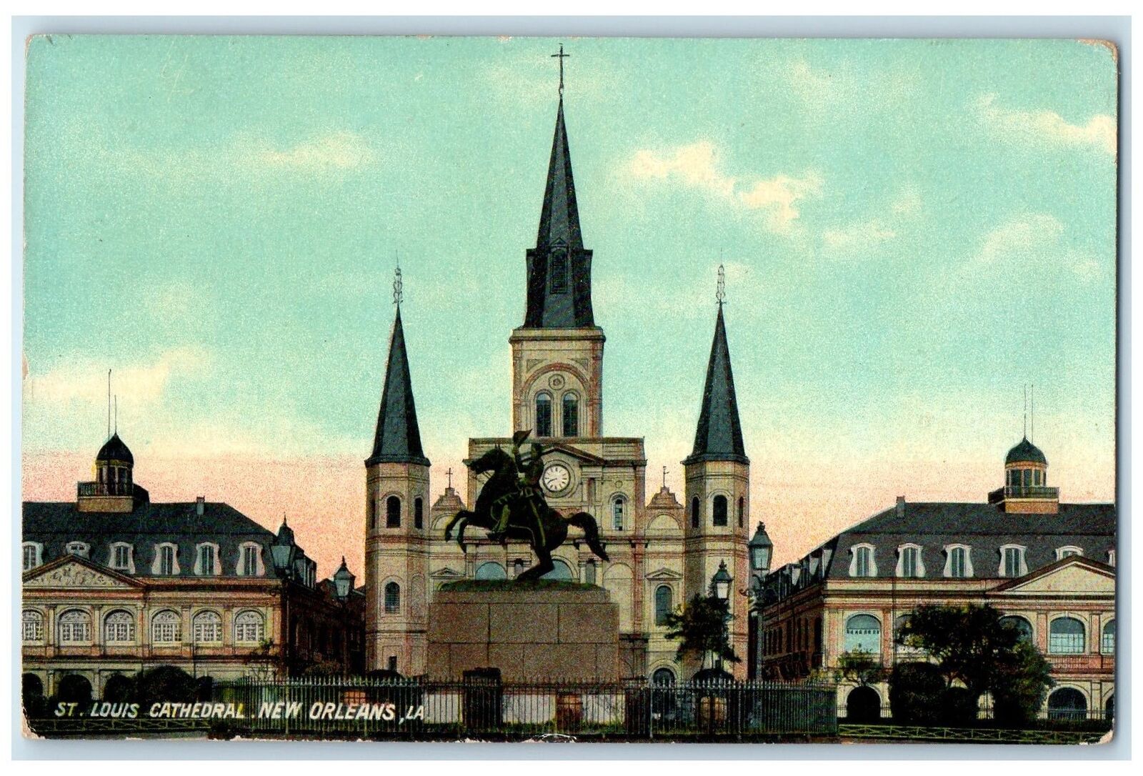 c1950\'s St. Louis Cathedral Building Clock Tower New Orleans Louisiana Postcard