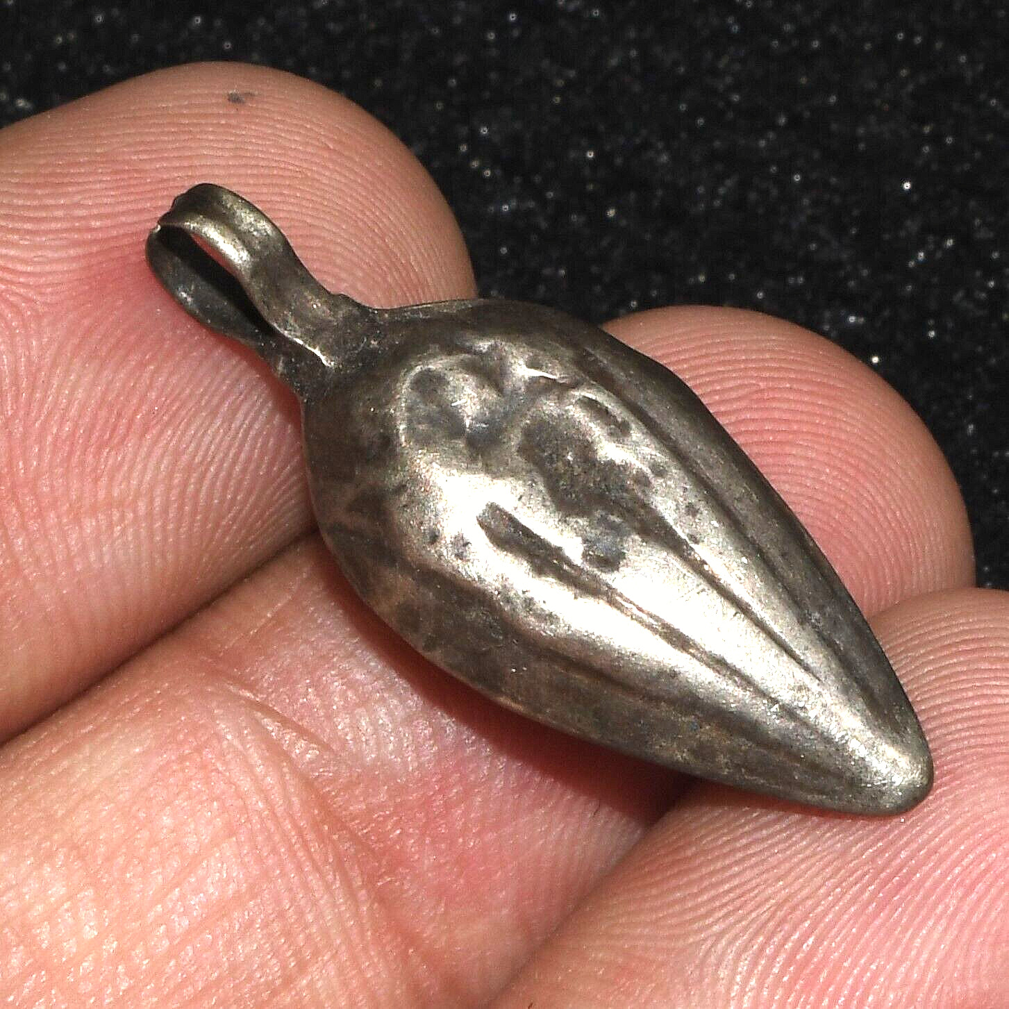 Genuine Ancient Antique Old Viking Era Silver Amulet Pendant Bead