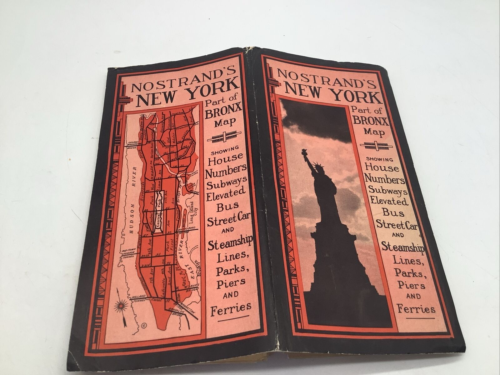 Nostrand\'s Map Brooklyn & Manhattan NY 1920s George J. Nostrand Street Index