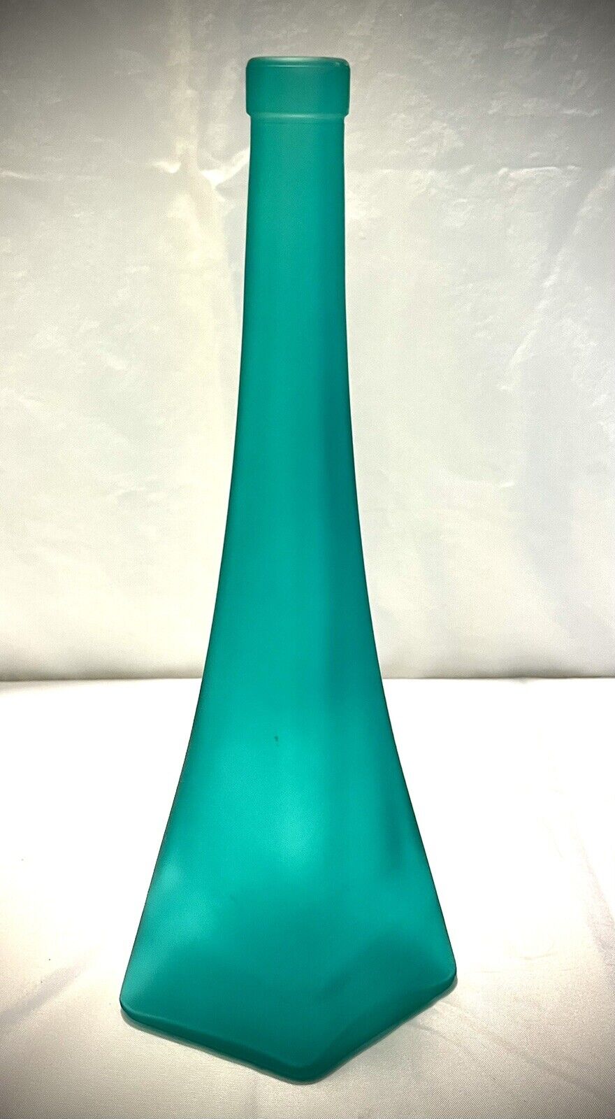 Beautiful Frosted Teal Triangular Decorative Bottle