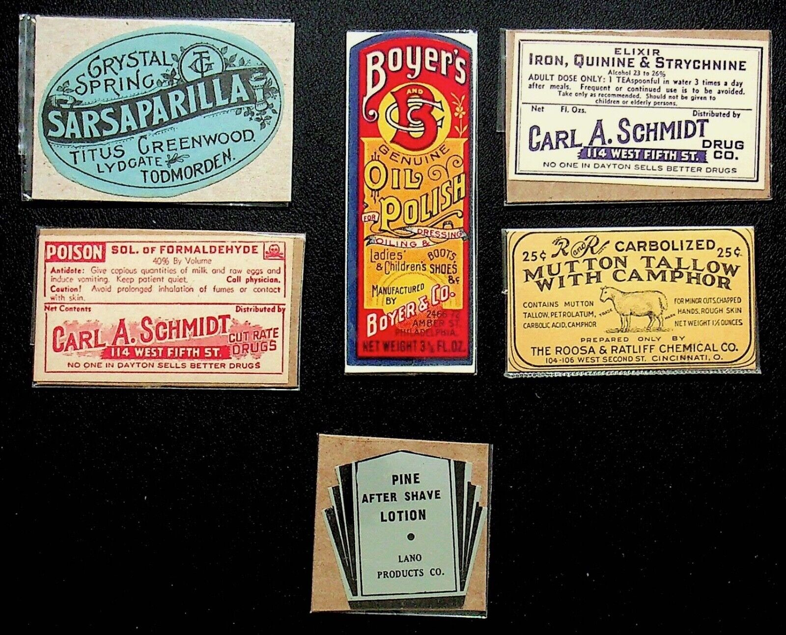 VINTAGE SIX BOX OR CAN LABELS -E12-J-K
