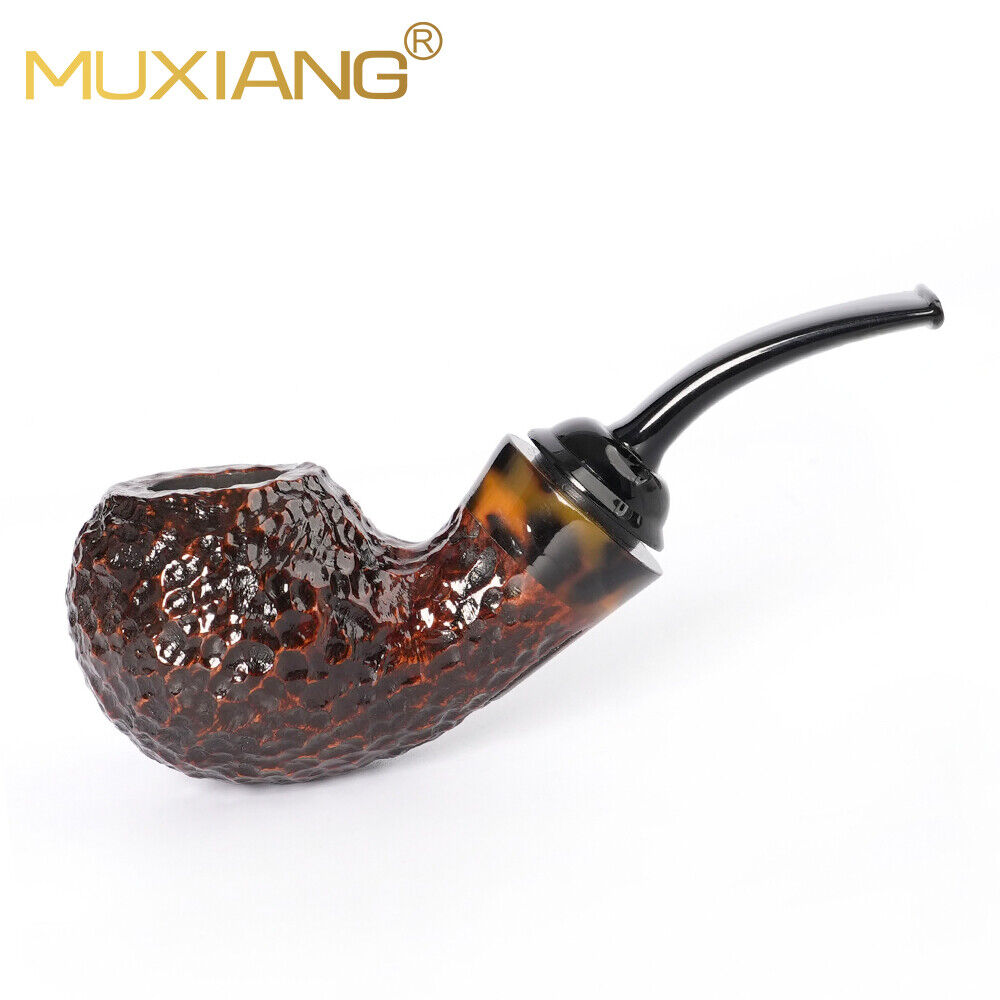 Rustic Briar Tobacco Pipe Handmade Carved Smoking Pipe Freehand Pipe Resin Ring