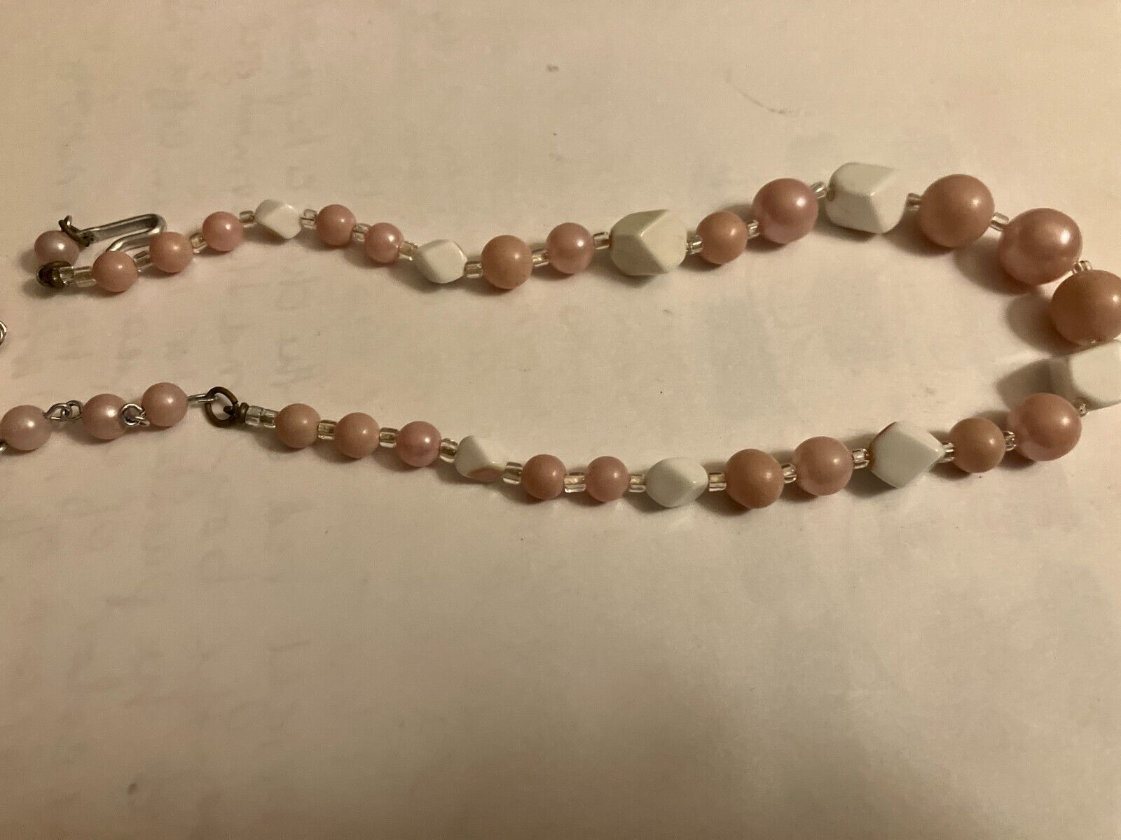 vintage estate peach bead  necklace