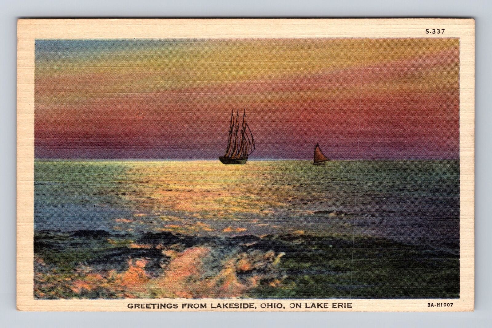 Lakeside OH-Ohio, General Greetings, Sailing on Lake Erie, Vintage Postcard