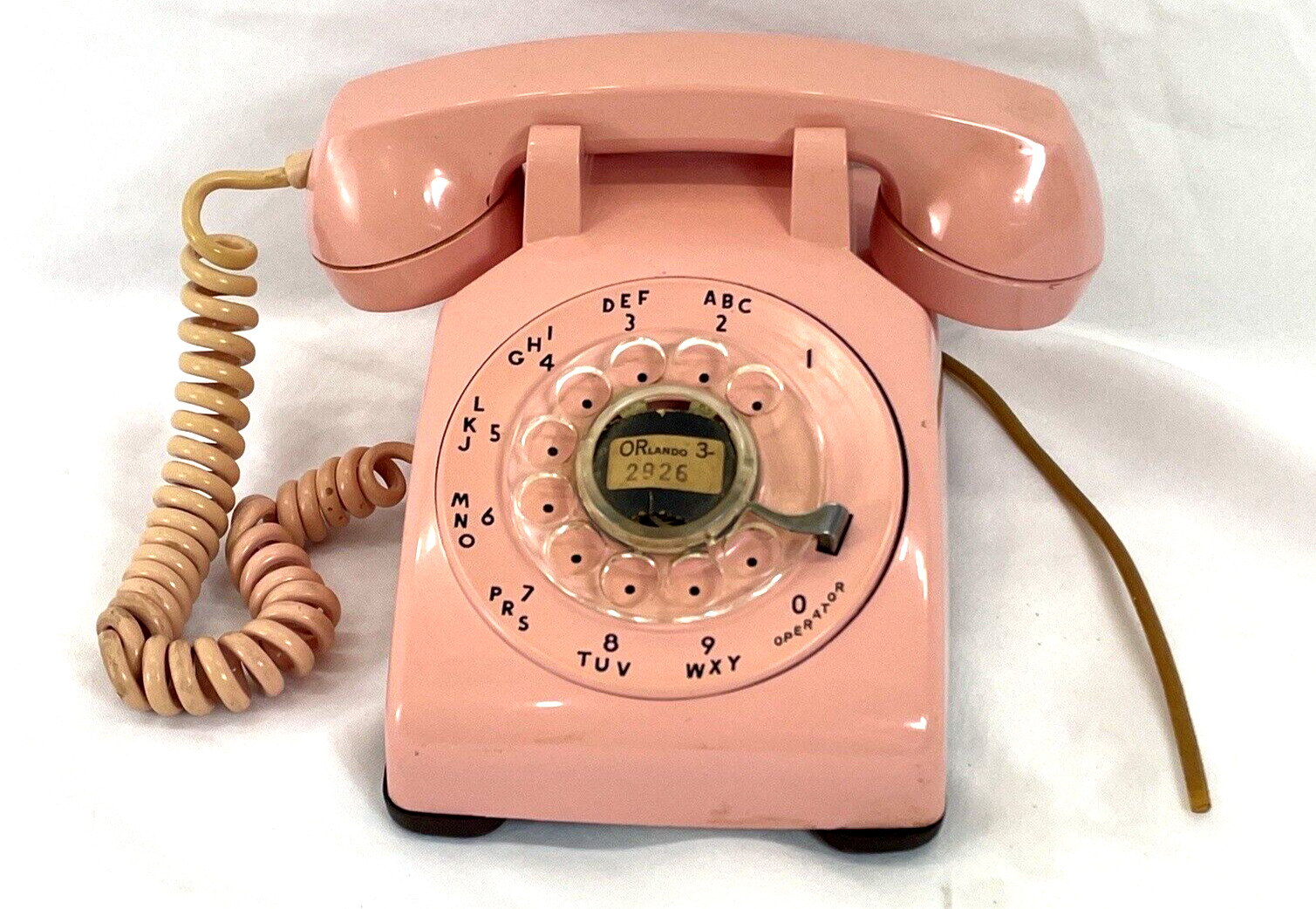 VINTAGE 60S 70S MCM PINK WESTERN ELECTRIC BELL ROTARY PHONE TABL TOP TELEPHONE