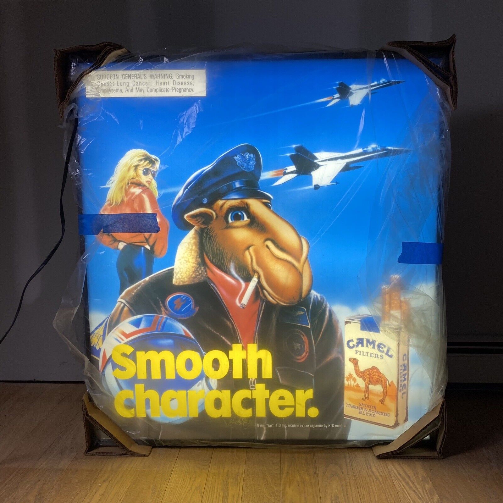 EXTREMELY RARE 1988 JOE CAMEL SMOOTH CHARACTER TOBACCO AVIATION LIGHTED SIGN NOS