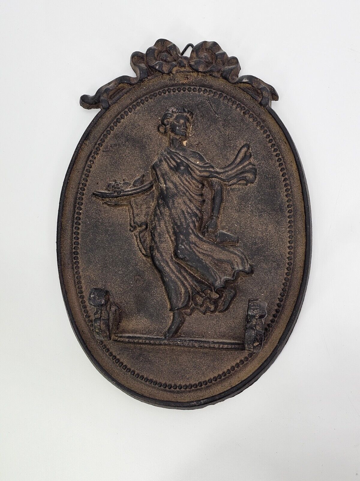 Vintage Neoclassical Art Nouveau  Cast Iron Greek Goddess Plaque Hooks