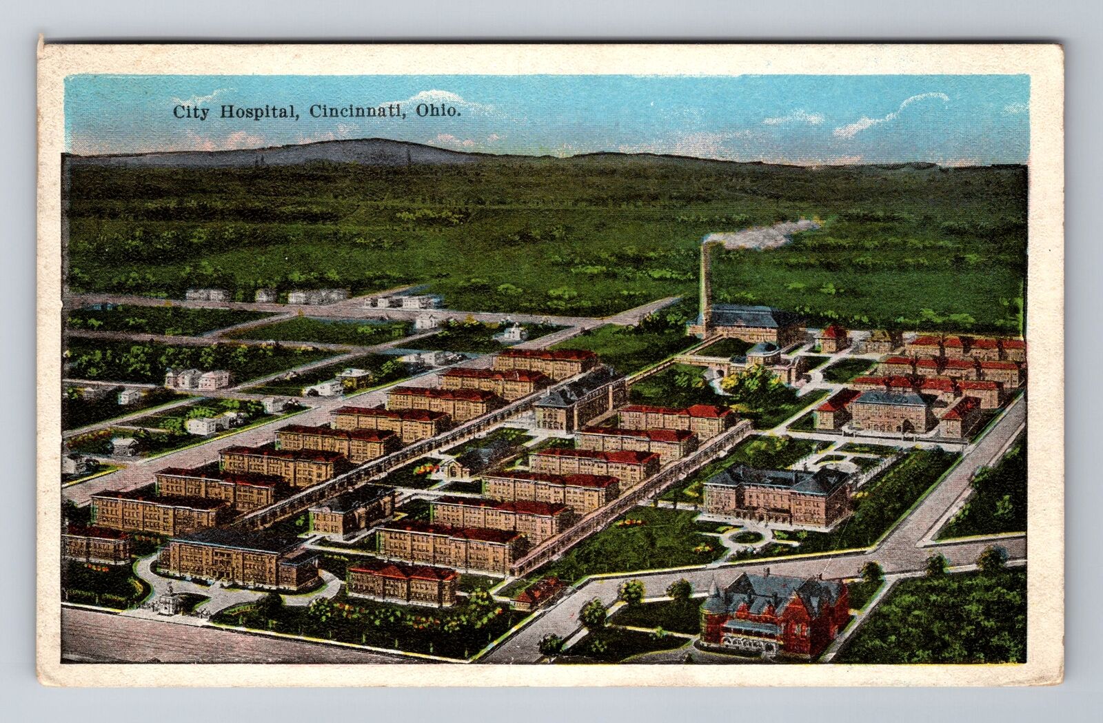 Cincinnati OH-Ohio, City Hospital, c1925 Antique Vintage Souvenir Postcard