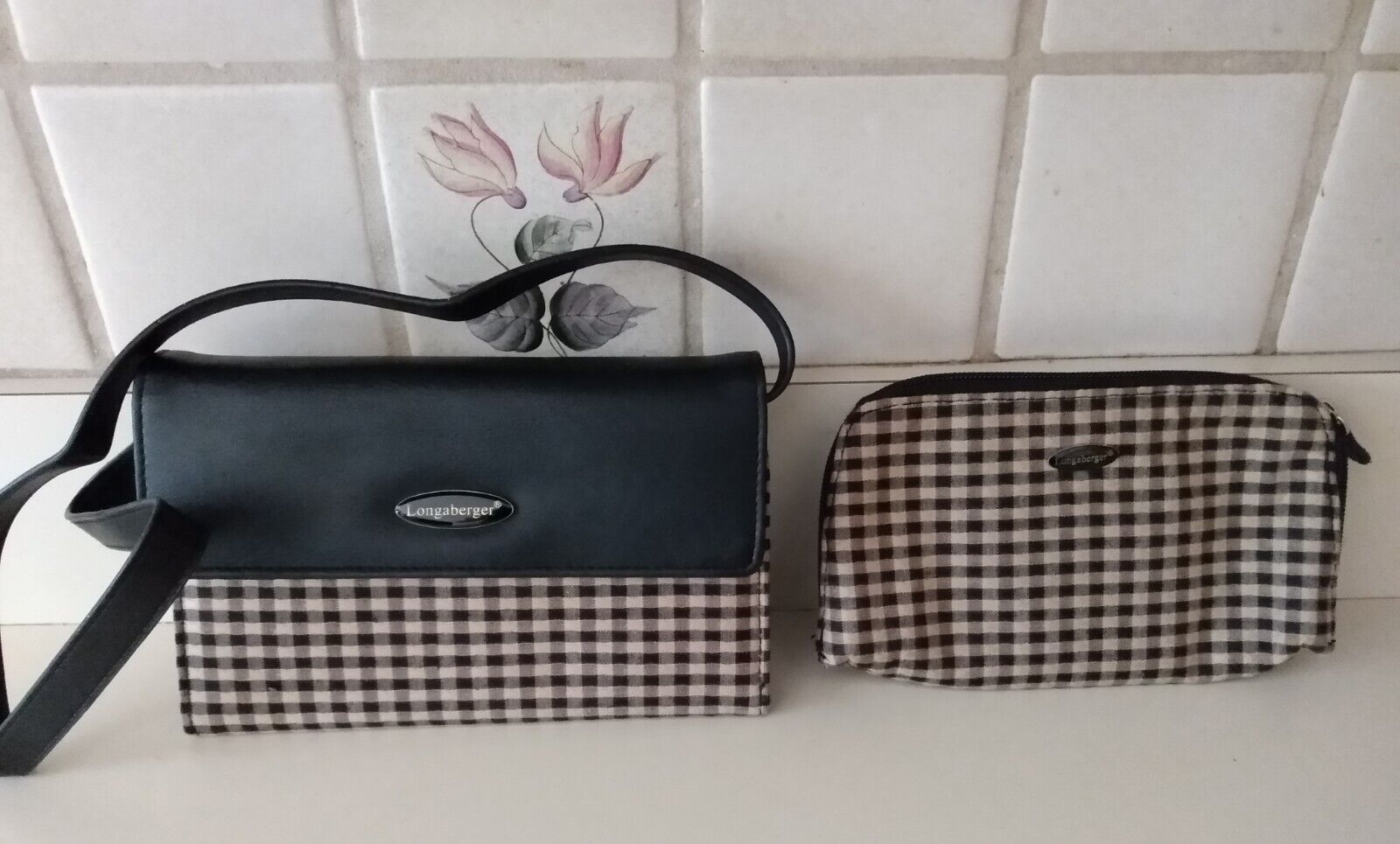 New Longaberger Baskets Small Shoulder Bag Purse Wristlet Wallet & Makeup Case