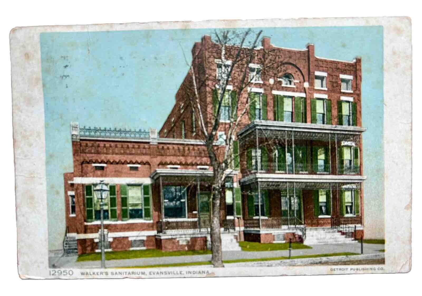 Walker's Sanitarium Evansville Indiana Vintage Postcard. 1911