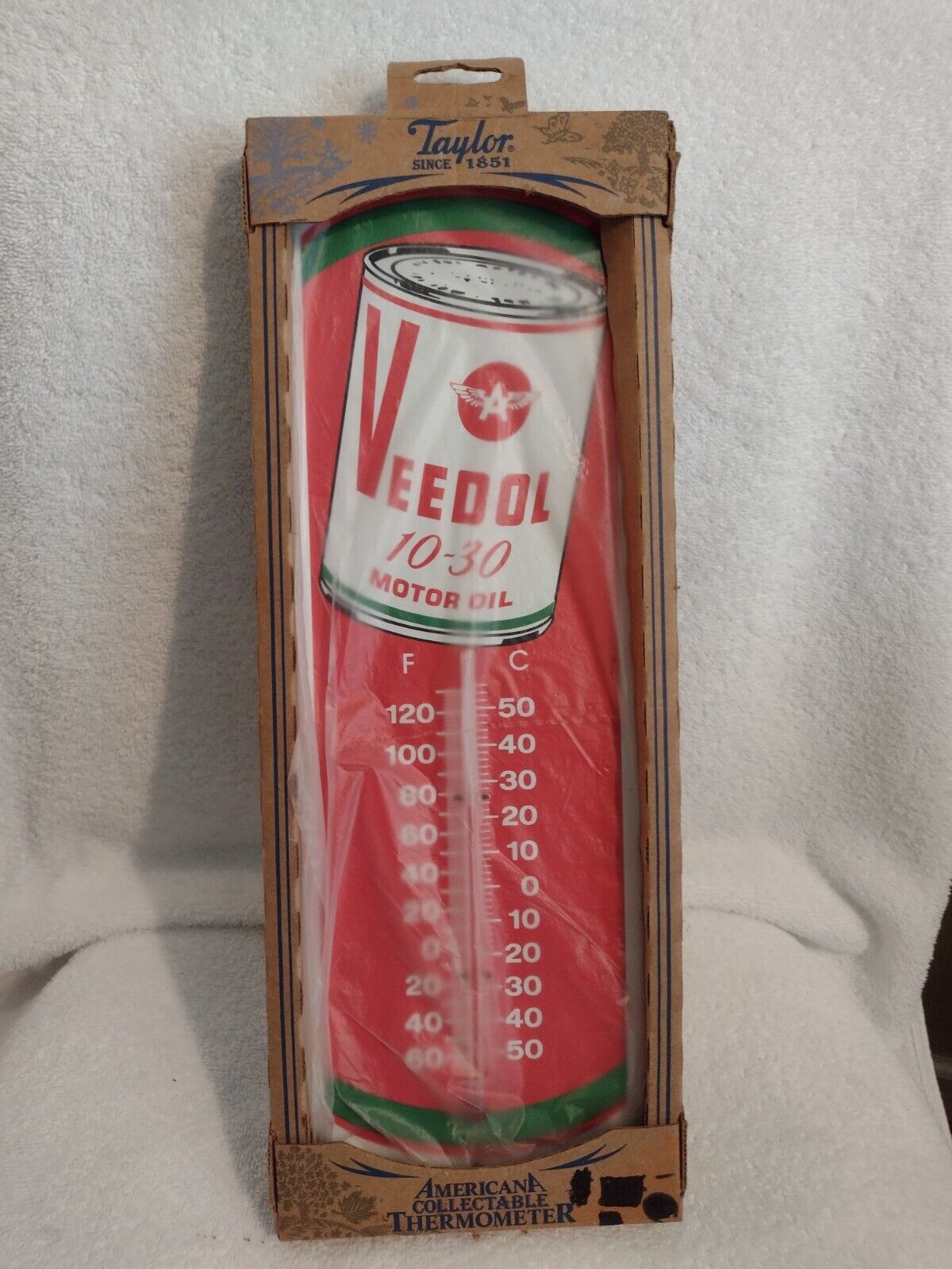 ORIGINAL  VEEDOL  MOTOR OIL WALL THERMOMETER (NEW IN BOX)