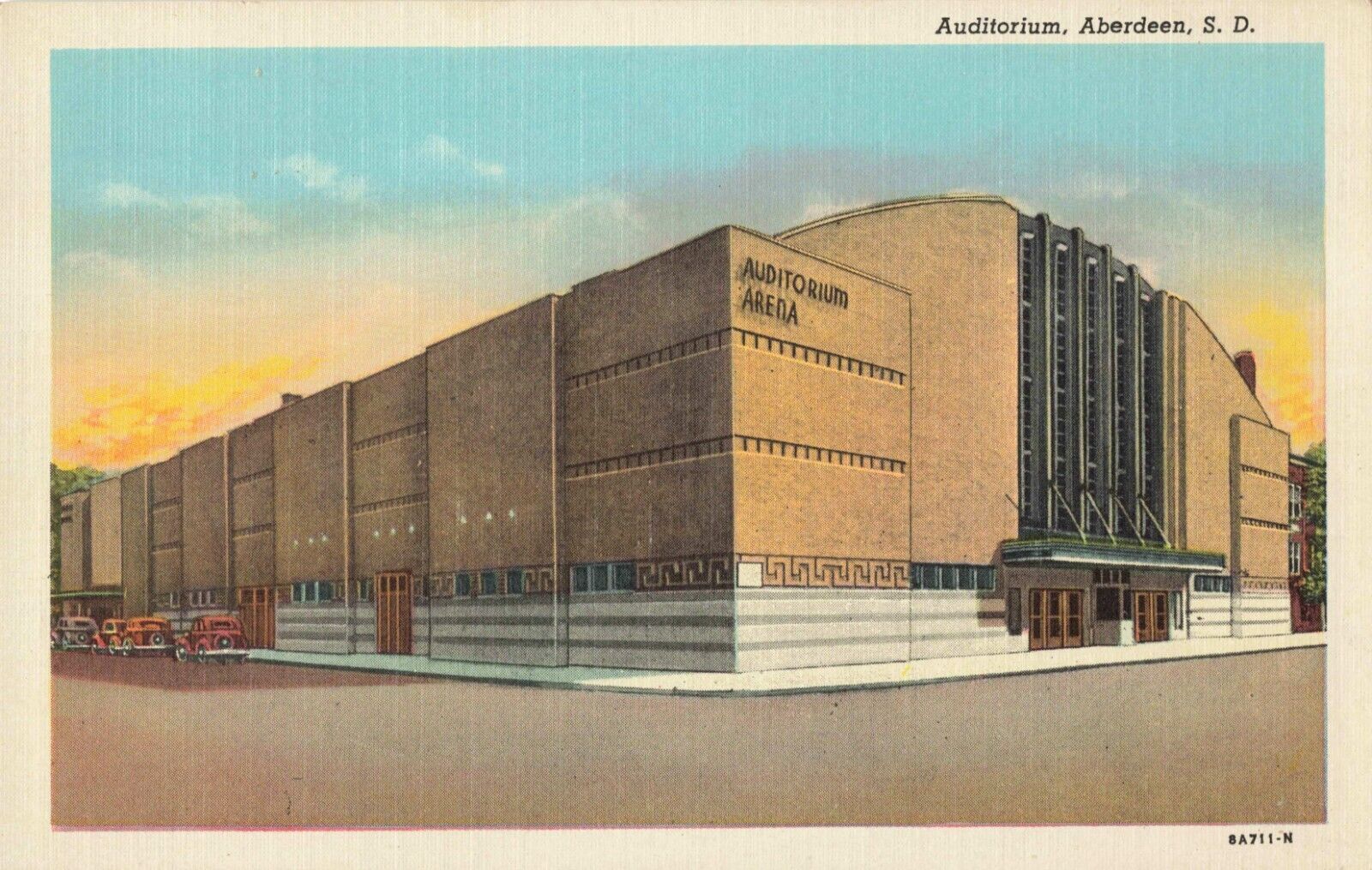 Aberdeen SD South Dakota, Auditorium Arena Building, Vintage Postcard