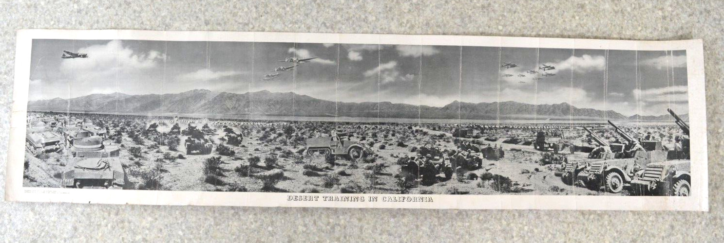 WWII 1941 “DESERT TRAINING IN CALIF” Vehicles & Aircraft 42x10 Panoramic Photo