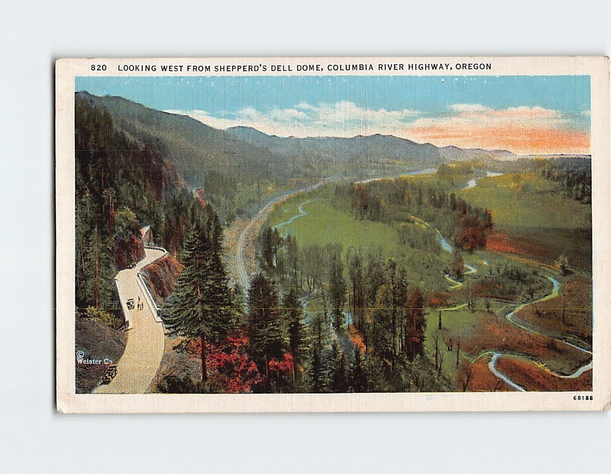 Postcard Looking West From Shepperd\'s Dell Dome, Columbia River Highway, Oregon