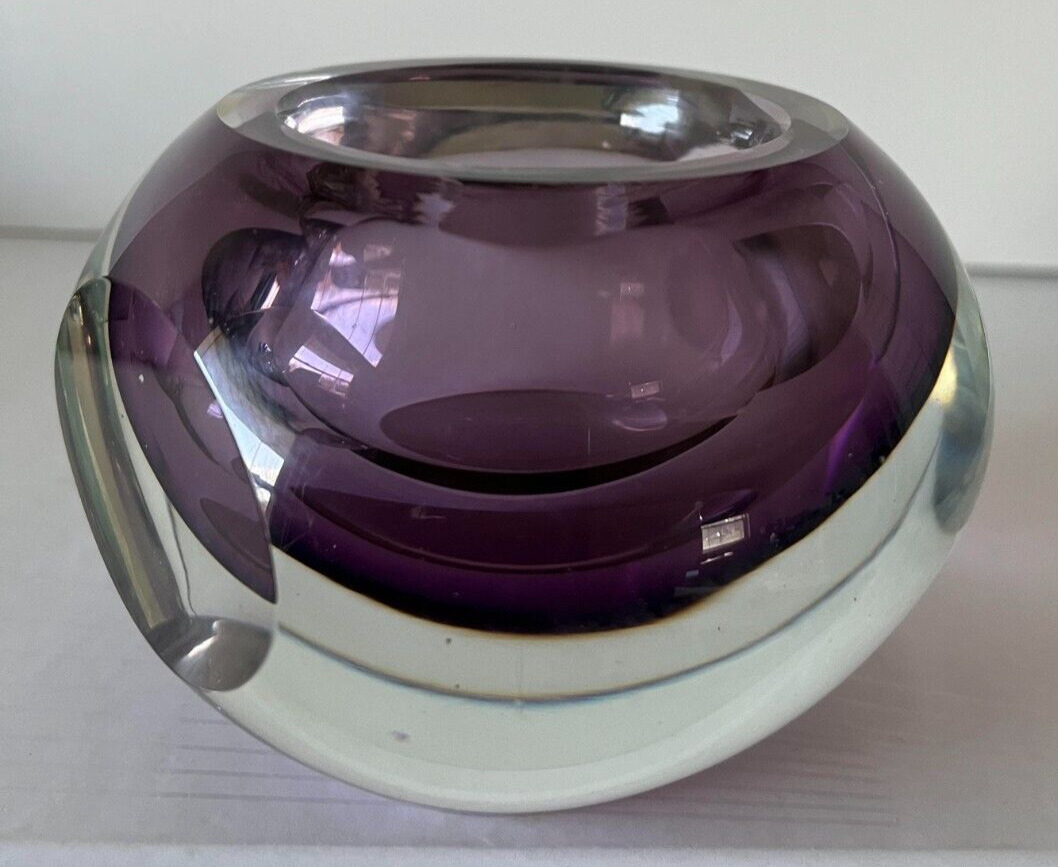 1960s Vintage Murano style rich violet purple glass decorative bowl 3\