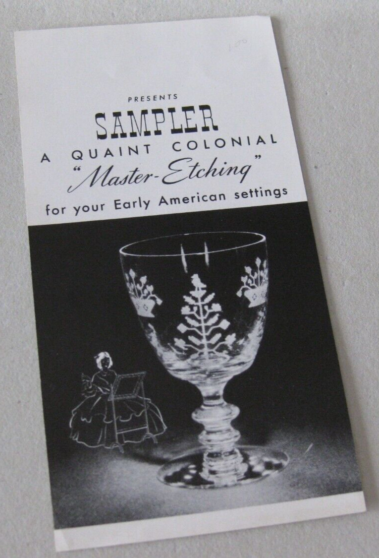 FOSTORIA GLASS #337 SAMPLER 2 Sided Leaflet Illustrated 1939-43