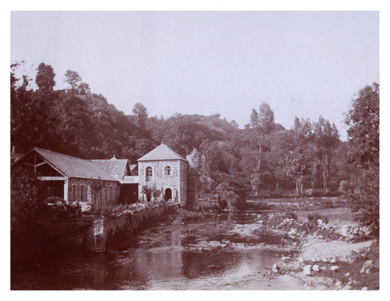 France, Saint-Céneri-le-Gérei, view of the mill, vintage print, circa 1900 print run v