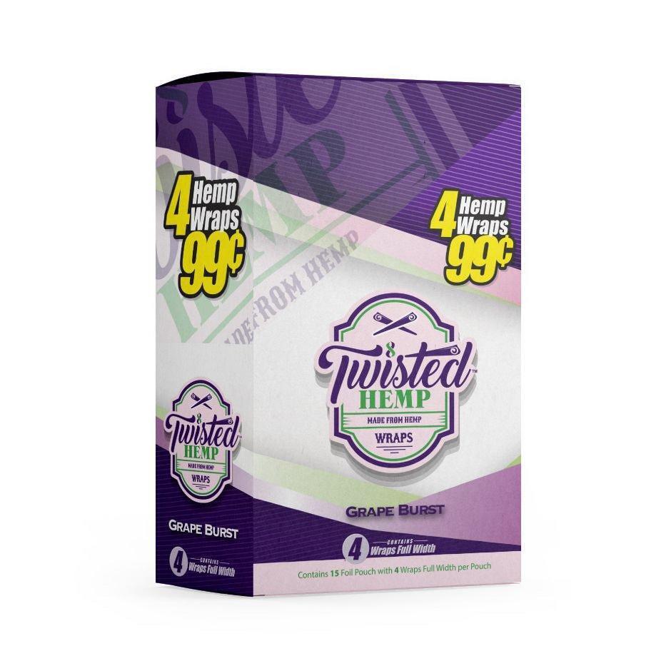 Twisted  Organic 60 High Quality Wrap 15 Pouch of 4 Wraps Grape Burst