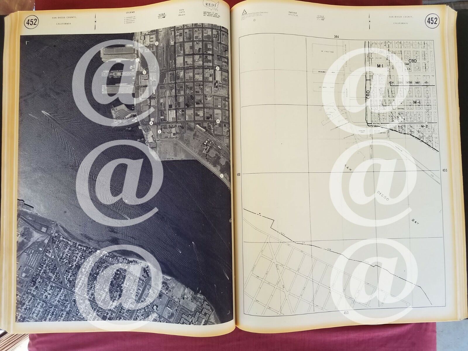 CORONADO SD BAY ORIGINAL VINTAGE 1970\'s LOCALIZED AERIAL PHOTO + PLAT MAP #452