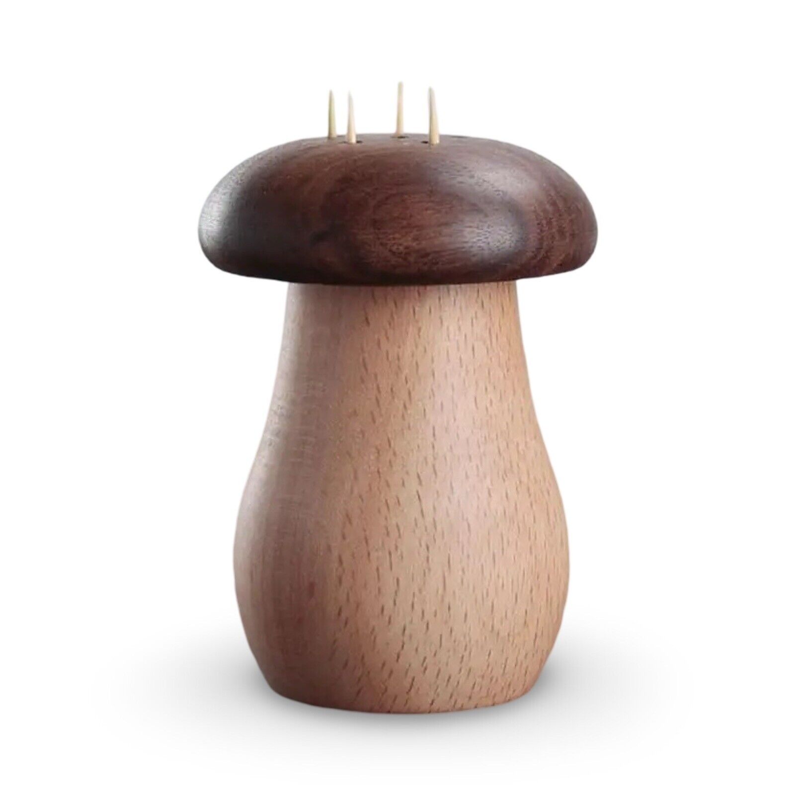 Made Easy Kit Mushroom Toothpick Holder and Dispenser Wood Kitchen Home Decor