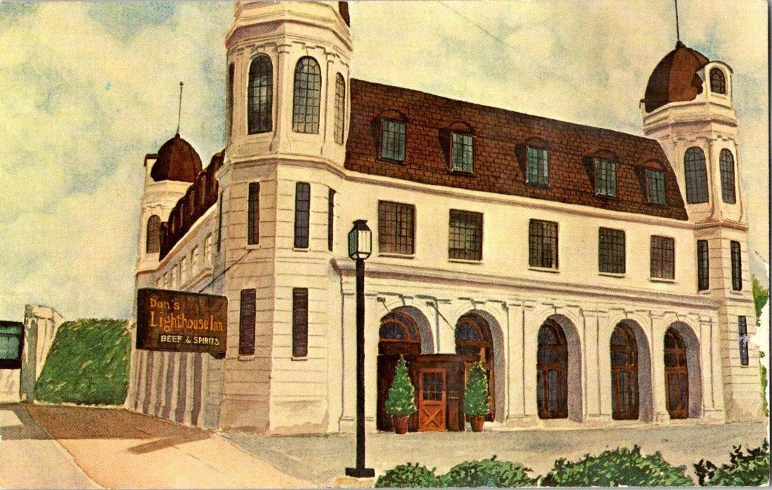 Vintage Postcard Don\'s Lighthouse Inn Cleveland Ohio John Cira Watercolor