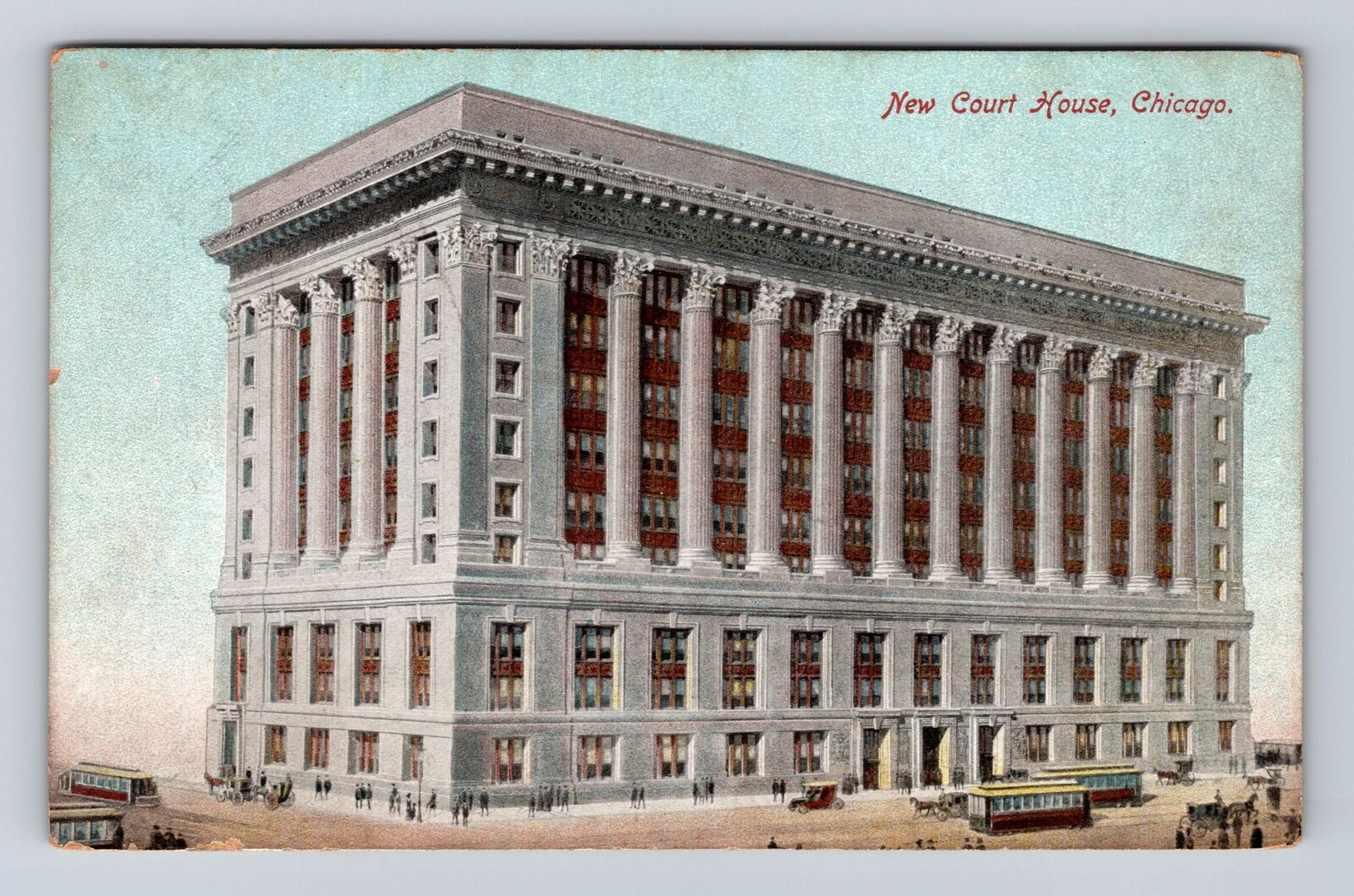 Chicago IL-Illinois, New Court House, Antique, Vintage Souvenir Postcard