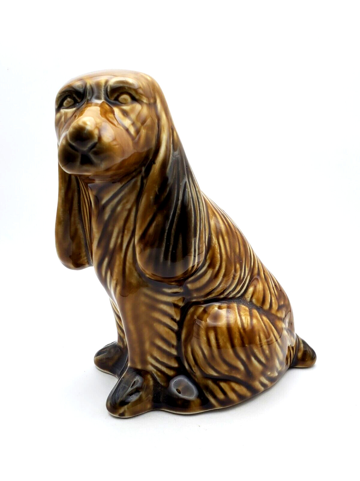 Vintage Brazillian Brown Glazed Pottery Ceramic Dog Statue Figurine