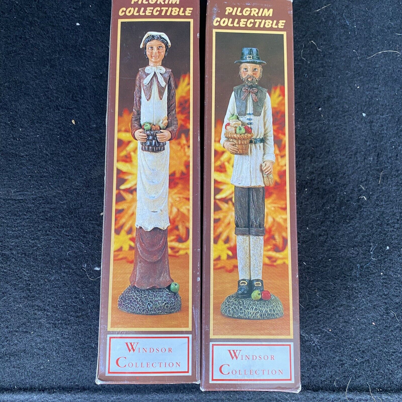Windsor Collection Pilgrim Collectible Man & Woman Figurines Thanksgiving In Box