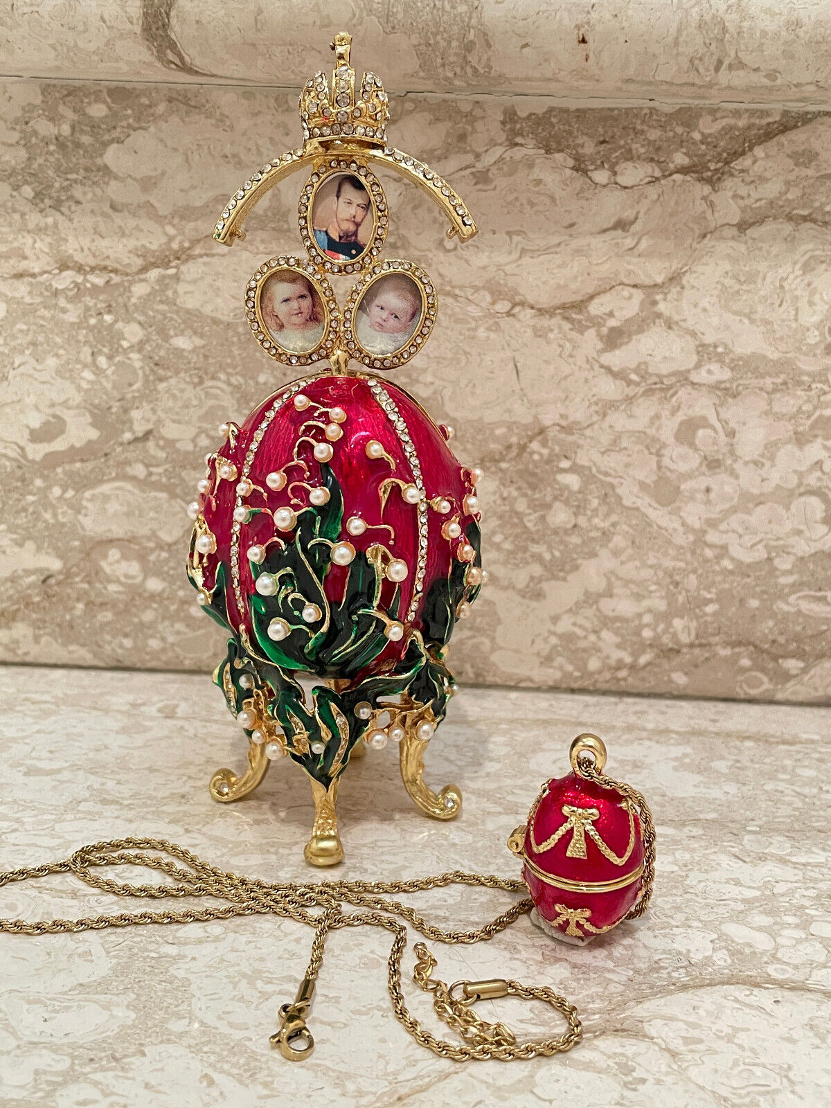 Royal Imperial Faberge Egg 1898 & FabergeNecklace
