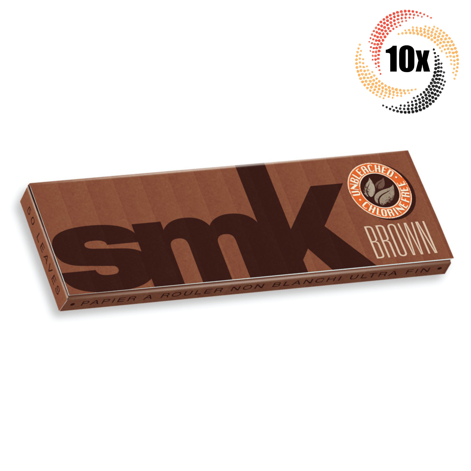 10x Packs SMK Brown Medium 1 1/4 Unbleached Rolling Papers | 50CT | 2 Free Tubes